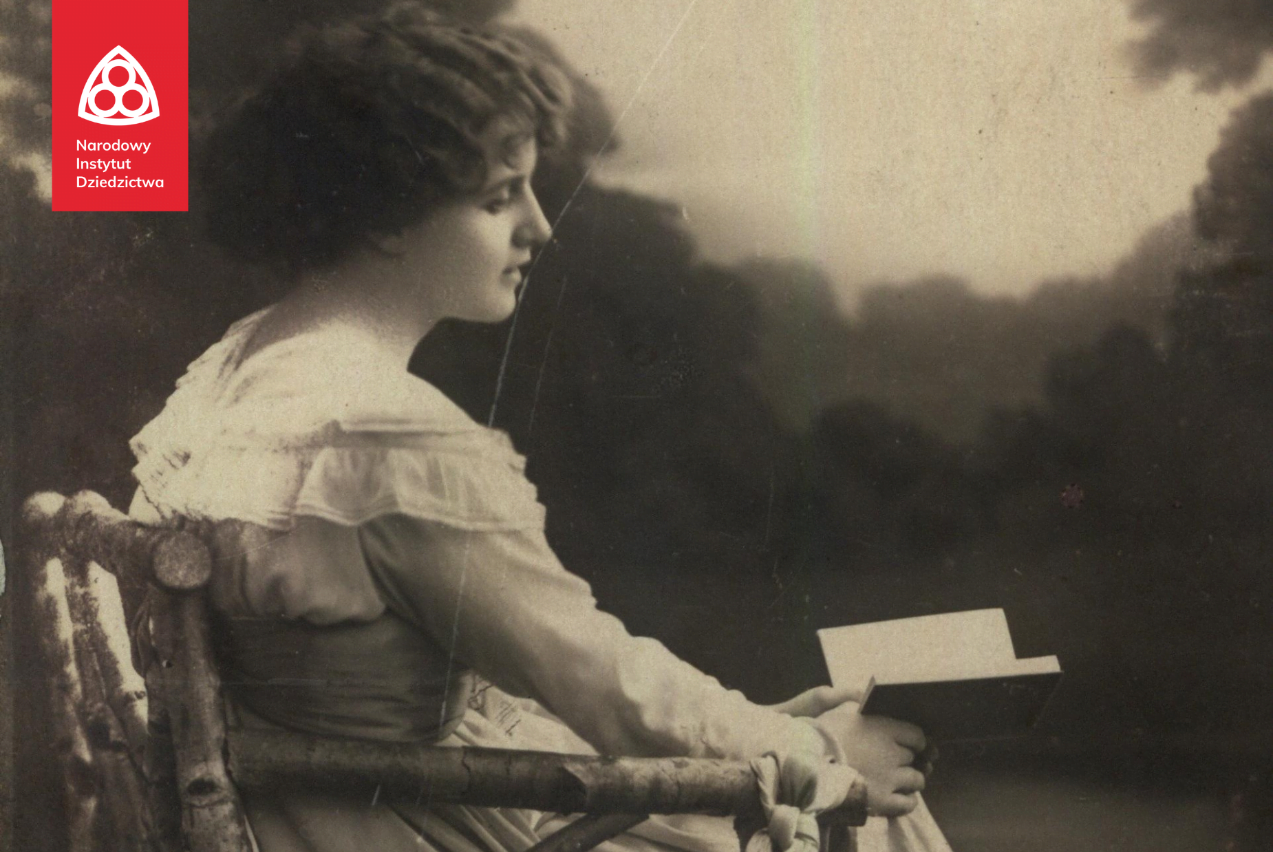 Kobieta z z książką w fotelu z brzozowych gałęzi