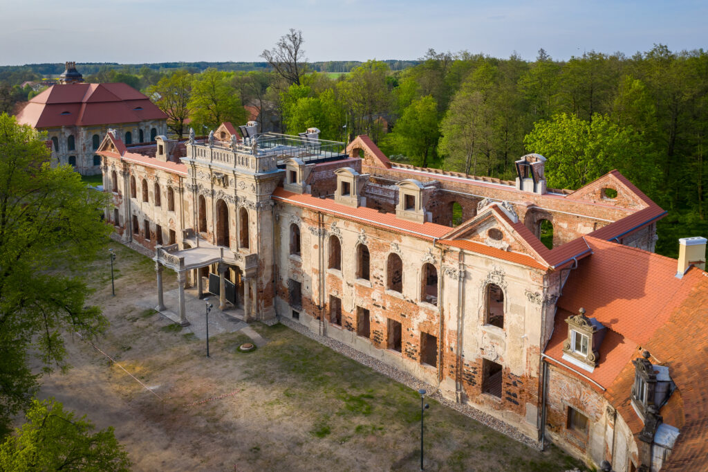 Trwała ruina pałacu w zespole pałacowo-parkowym w Goszczu